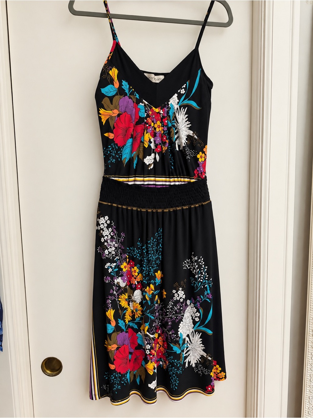 Veronica M Black Midi Dress with Multicolor Floral Print